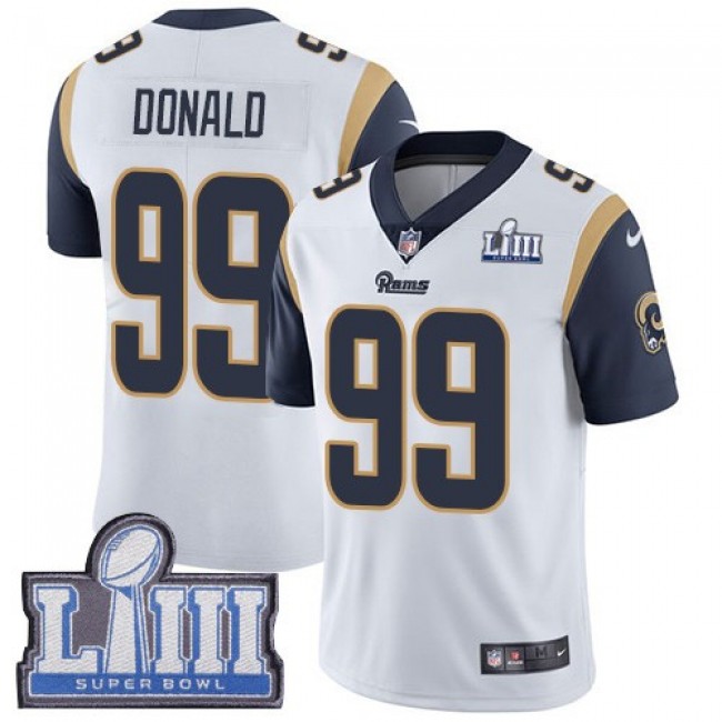 Nike Rams #99 Aaron Donald White Super Bowl LIII Bound Men's Stitched NFL Vapor Untouchable Limited Jersey