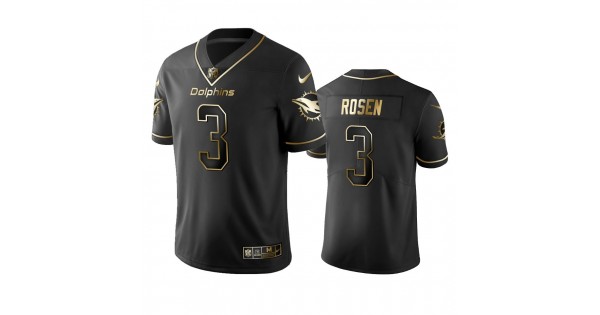 اختصار ريال Dolphins #3 Josh Rosen Men's Stitched NFL Vapor Untouchable Limited Black  Golden Jersey اختصار ريال