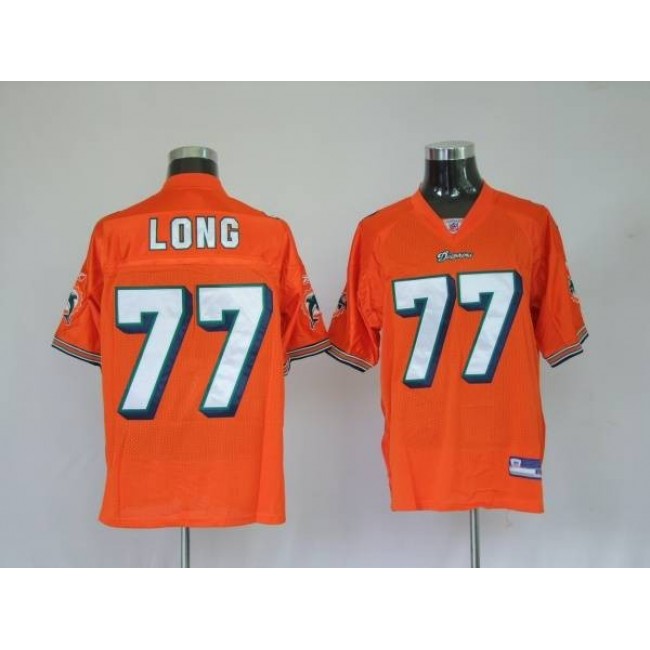 Dolphins Jake Long #77 Orange Stitched NFL Jersey