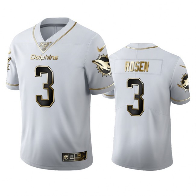 Miami Dolphins #3 Josh Rosen Men's Nike White Golden Edition Vapor Limited NFL 100 Jersey