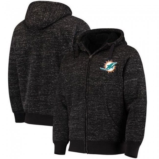 Miami Dolphins G-III Sports by Carl Banks Discovery Sherpa Heathered Black Full-Zip Jacket