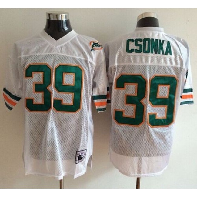 Mitchell And Ness Dolphins #39 Larry Csonka White Throwback Stitched NFL Jersey