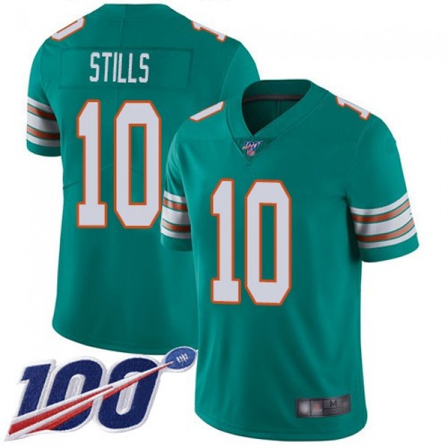 Nike Dolphins #10 Kenny Stills Aqua Green Alternate Men's Stitched NFL 100th Season Vapor Limited Jersey