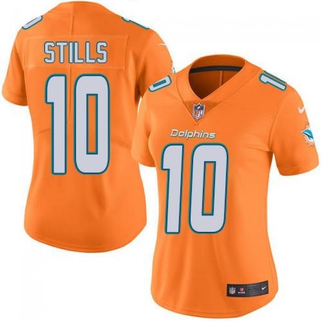 Women's Dolphins #10 Kenny Stills Orange Stitched NFL Limited Rush Jersey