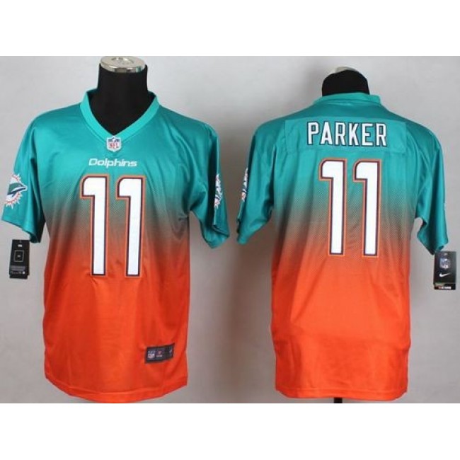 Nike Dolphins #11 DeVante Parker Aqua Green/Orange Men's Stitched NFL Elite Fadeaway Fashion Jersey