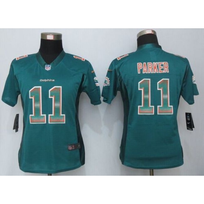 Women's Dolphins #11 DeVante Parker Aqua Green Team Color Stitched NFL Elite Strobe Jersey