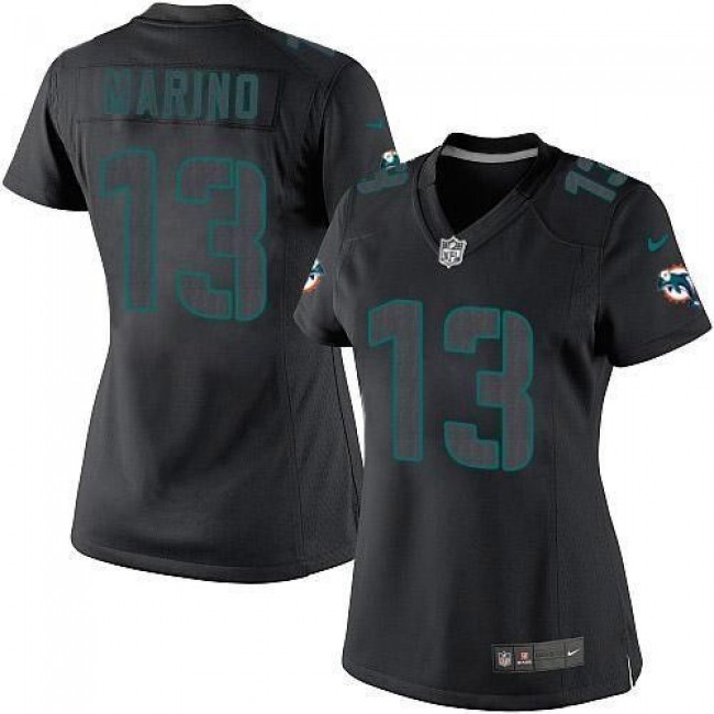 ثوب النوم للنساء NFL Jersey authentic-Women's Dolphins #13 Dan Marino Black Impact ... ثوب النوم للنساء
