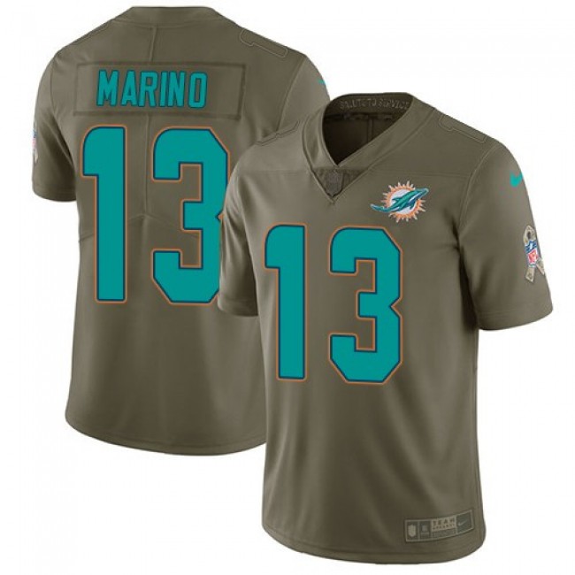 Miami Dolphins #13 Dan Marino Olive Youth Stitched NFL Limited 2017 Salute to Service Jersey