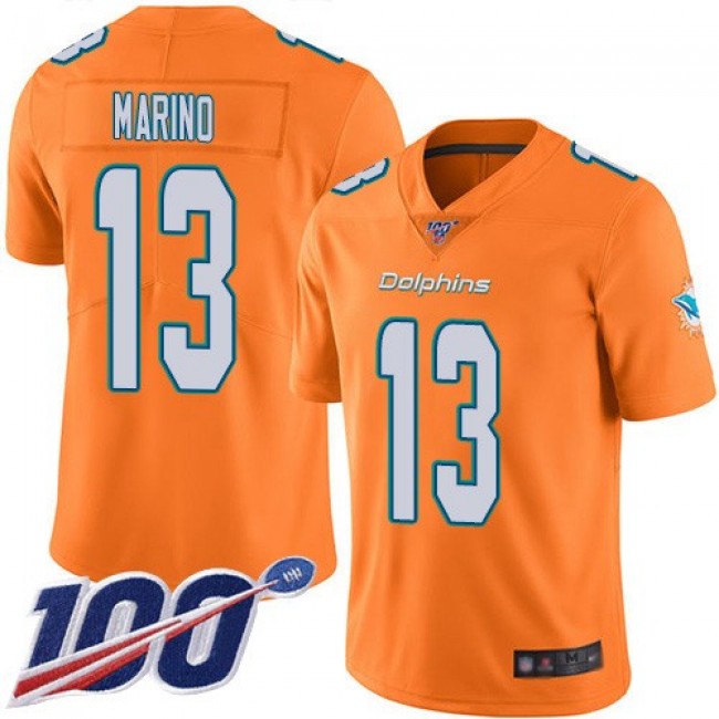 Nike Dolphins #13 Dan Marino Orange Men's Stitched NFL Limited Rush 100th Season Jersey