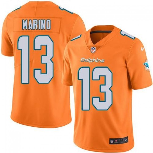 Miami Dolphins #13 Dan Marino Orange Youth Stitched NFL Limited Rush Jersey