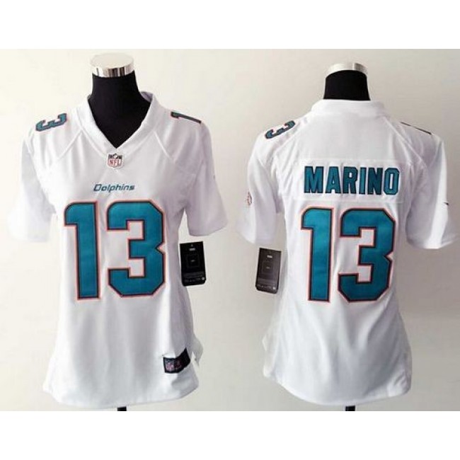 Women's Dolphins #13 Dan Marino White Stitched NFL Elite Jersey