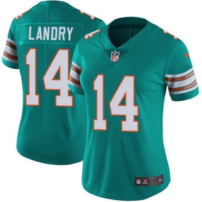 Women's Dolphins #14 Jarvis Landry Aqua Green Alternate Stitched NFL Vapor Untouchable Limited Jersey