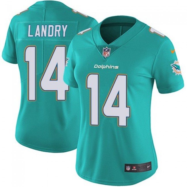 Women's Dolphins #14 Jarvis Landry Aqua Green Team Color Stitched NFL Vapor Untouchable Limited Jersey