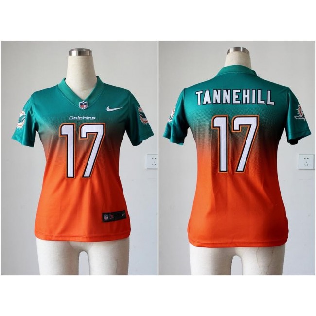 Women's Dolphins #17 Ryan Tannehill Aqua Green Orange Stitched NFL Elite Fadeaway Jersey