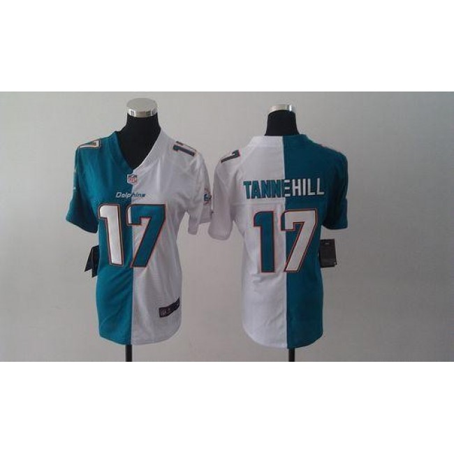 Women's Dolphins #17 Ryan Tannehill Aqua Green White Stitched NFL Elite Split Jersey