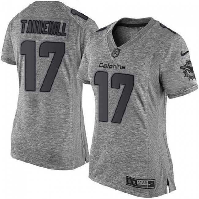 Women's Dolphins #17 Ryan Tannehill Gray Stitched NFL Limited Gridiron Gray Jersey