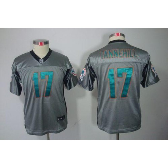 Miami Dolphins #17 Ryan Tannehill Grey Shadow Youth Stitched NFL Elite Jersey