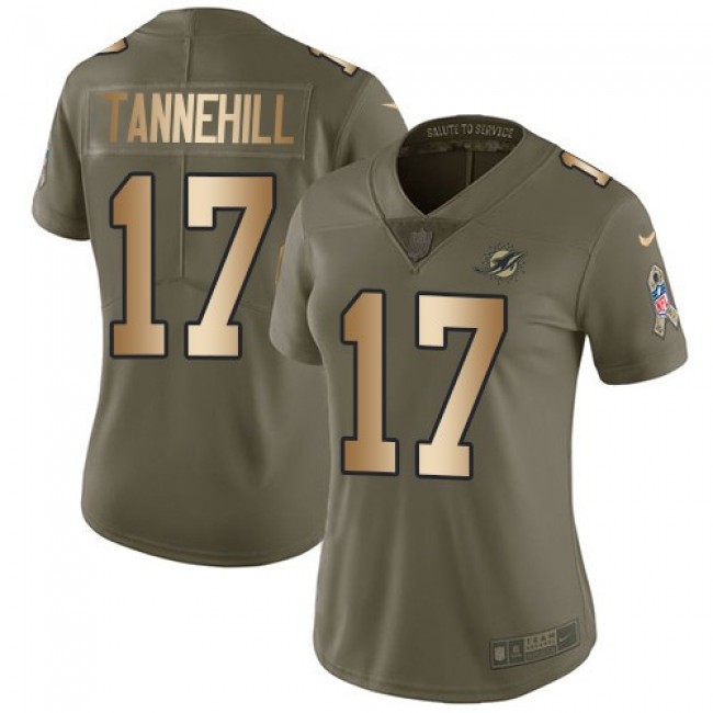 Women's Dolphins #17 Ryan Tannehill Olive Gold Stitched NFL Limited 2017 Salute to Service Jersey