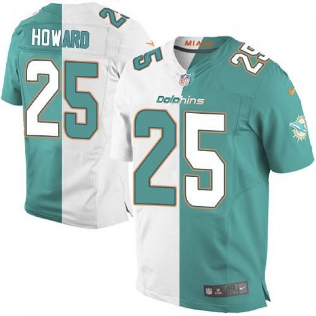 Nike Dolphins #25 Xavien Howard Aqua Green/White Men's Stitched NFL Elite Split Jersey