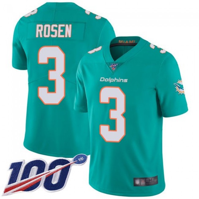 Nike Dolphins #3 Josh Rosen Aqua Green Team Color Men's Stitched NFL 100th Season Vapor Limited Jersey
