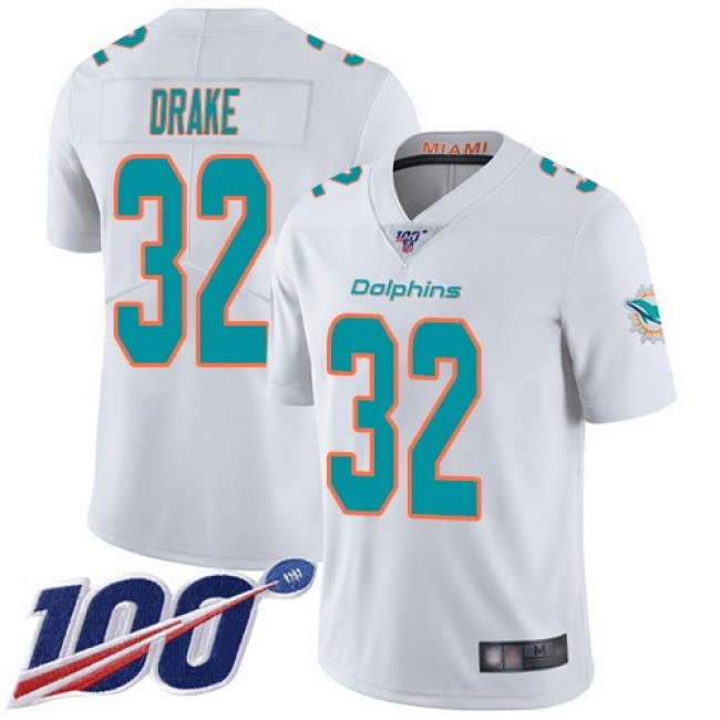 Nike Dolphins #32 Kenyan Drake White Men's Stitched NFL 100th Season Vapor Limited Jersey