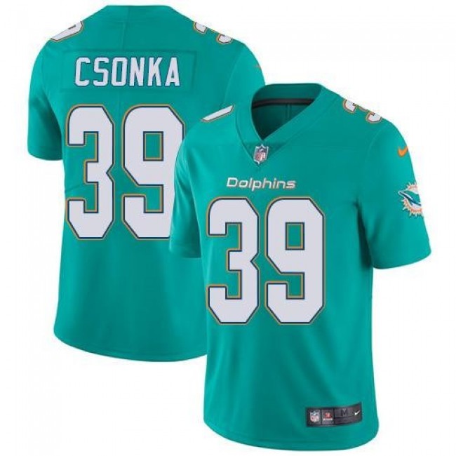 Miami Dolphins #39 Larry Csonka Aqua Green Team Color Youth Stitched NFL Vapor Untouchable Limited Jersey