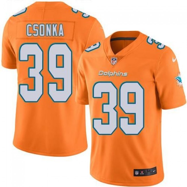 Miami Dolphins #39 Larry Csonka Orange Youth Stitched NFL Limited Rush Jersey