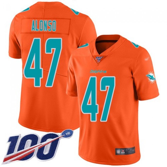 قبعة صوف Nike Dolphins #47 Kiko Alonso Orange Men's Stitched NFL Limited Inverted  Legend 100th Season Jersey قبعة صوف