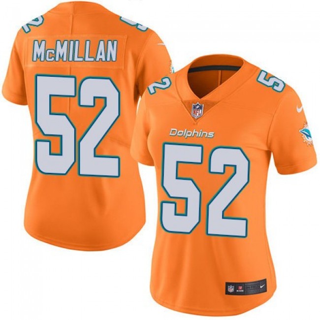 Women's Dolphins #52 Raekwon McMillan Orange Stitched NFL Limited Rush Jersey