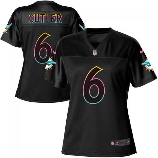 Women's Dolphins #6 Jay Cutler Black NFL Game Jersey