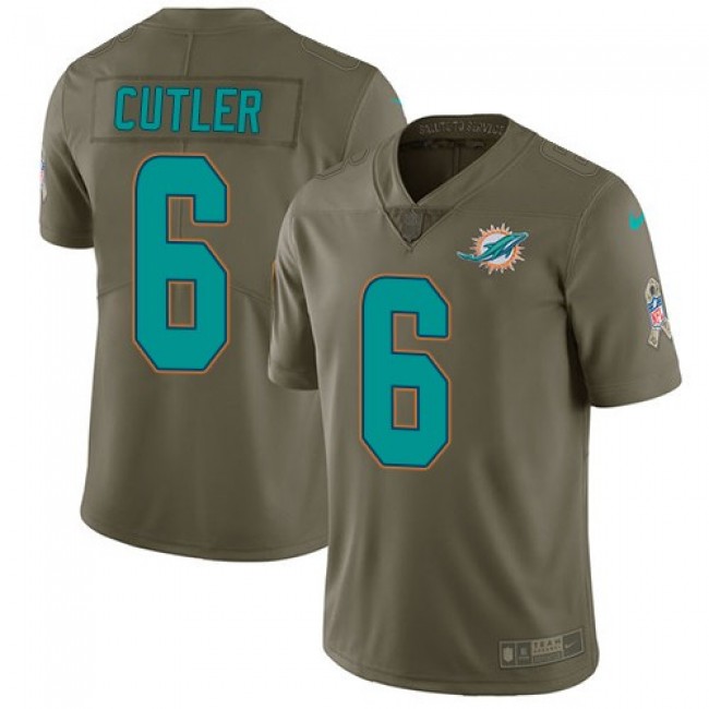 Miami Dolphins #6 Jay Cutler Olive Youth Stitched NFL Limited 2017 Salute to Service Jersey