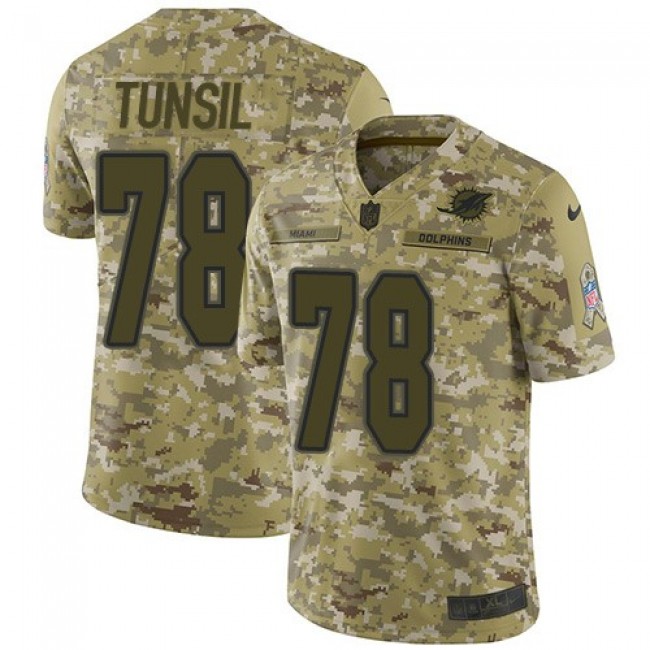 Nike Dolphins #78 Laremy Tunsil Camo Men's Stitched NFL Limited 2018 Salute To Service Jersey