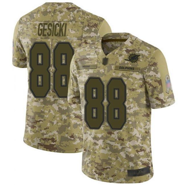 Nike Dolphins #88 Mike Gesicki Camo Men's Stitched NFL Limited 2018 Salute To Service Jersey