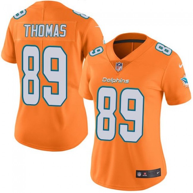 Women's Dolphins #89 Julius Thomas Orange Stitched NFL Limited Rush Jersey