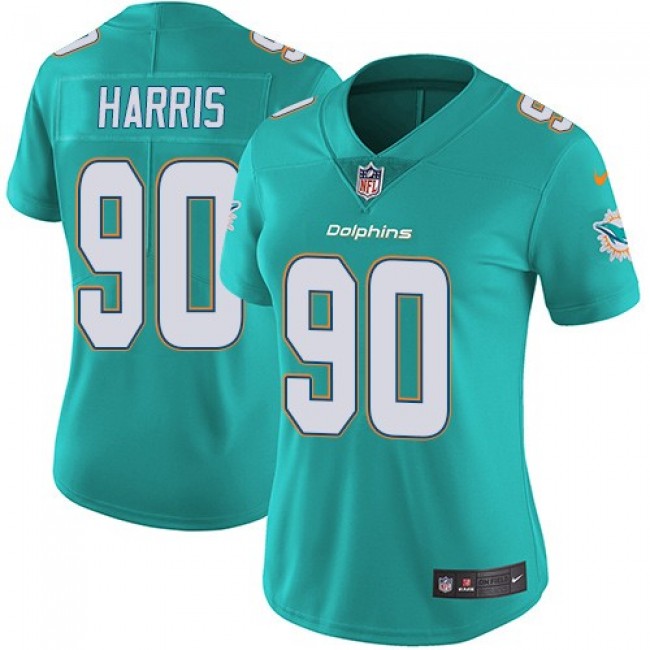 Women's Dolphins #90 Charles Harris Aqua Green Team Color Stitched NFL Vapor Untouchable Limited Jersey