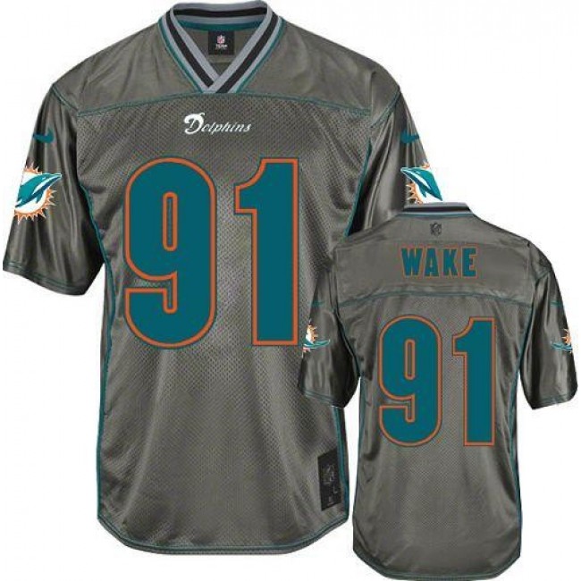 Nike Dolphins #91 Cameron Wake Grey Men's Stitched NFL Elite Vapor Jersey