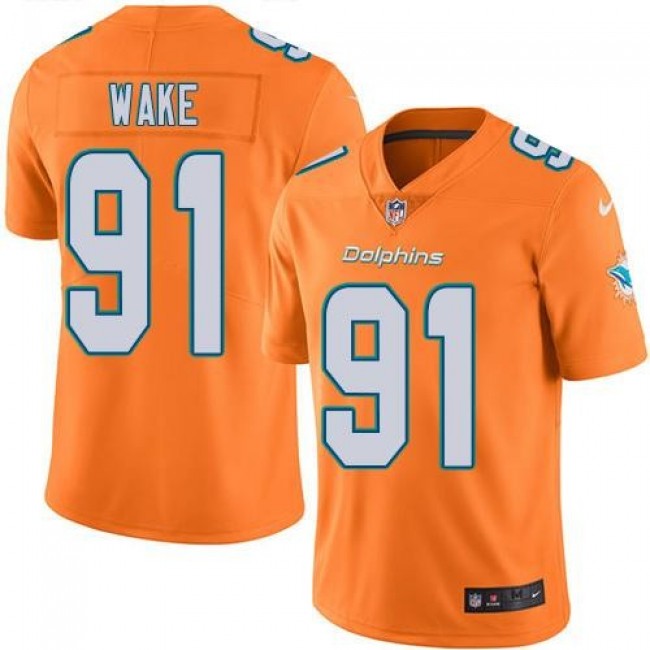 Nike Dolphins #91 Cameron Wake Orange Men's Stitched NFL Limited Rush Jersey
