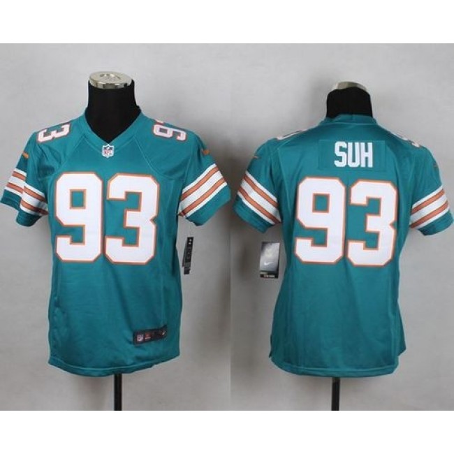 Miami Dolphins #93 Ndamukong Suh Aqua Green Alternate Youth Stitched NFL Elite Jersey