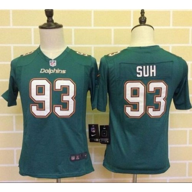 Miami Dolphins #93 Ndamukong Suh Aqua Green Team Color Youth Stitched NFL Elite Jersey
