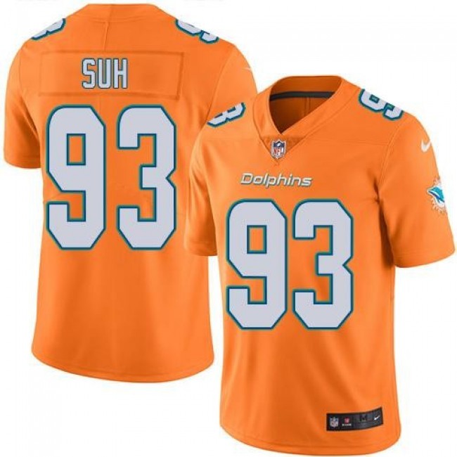 Miami Dolphins #93 Ndamukong Suh Orange Youth Stitched NFL Limited Rush Jersey
