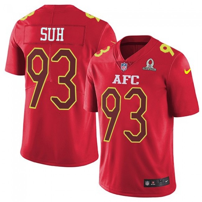 Miami Dolphins #93 Ndamukong Suh Red Youth Stitched NFL Limited AFC 2017 Pro Bowl Jersey
