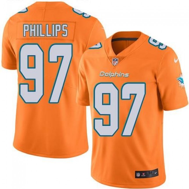 Miami Dolphins #97 Jordan Phillips Orange Youth Stitched NFL Limited Rush Jersey