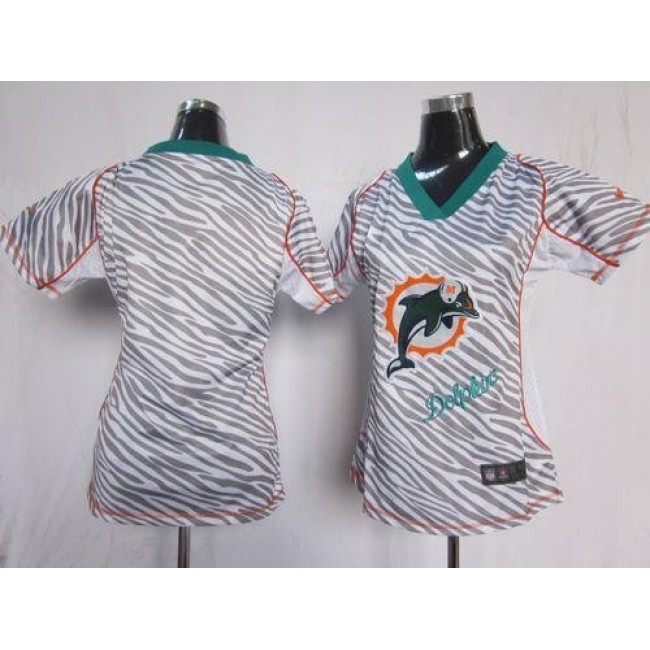 Women's Dolphins Blank Zebra Stitched NFL Elite Jersey