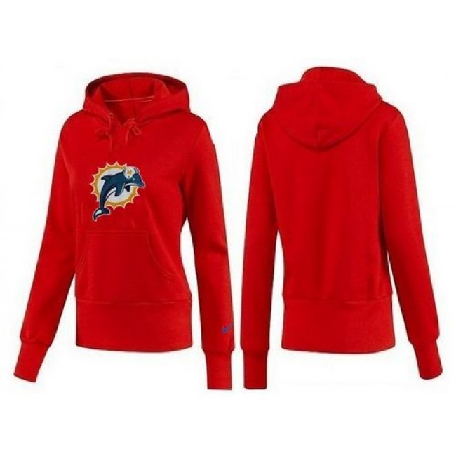 Women's Miami Dolphins Logo Pullover Hoodie Red Jersey