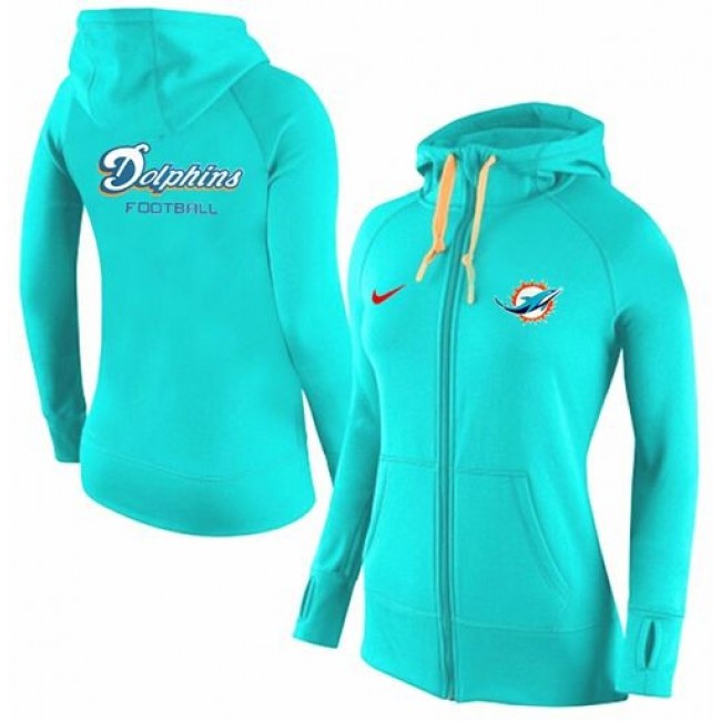 Women's Miami Dolphins Full-Zip Hoodie Green Jersey