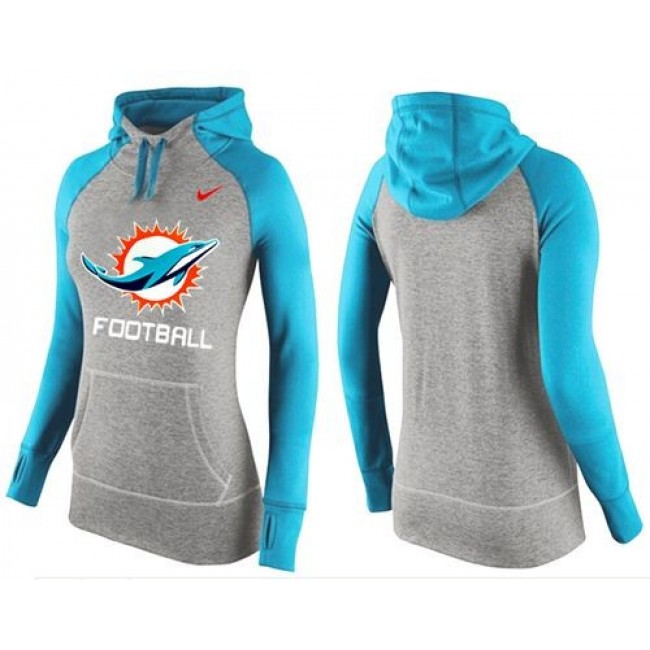 Women's Miami Dolphins Hoodie Grey Blue-1 Jersey