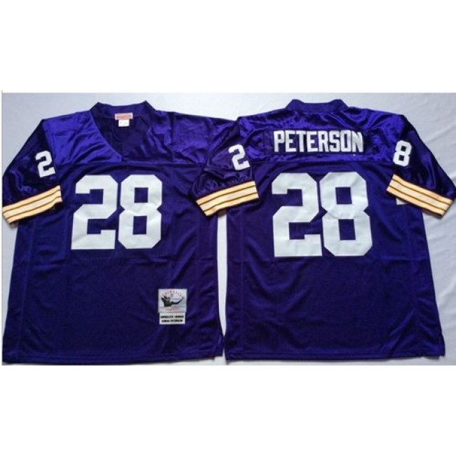 Mitchell And Ness Vikings #28 Adrian Peterson Purple Throwback Stitched NFL Jersey