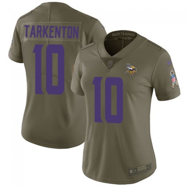Women's Vikings #10 Fran Tarkenton Olive Stitched NFL Limited 2017 Salute to Service Jersey
