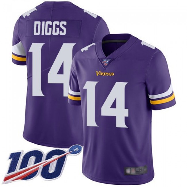 Nike Vikings #14 Stefon Diggs Purple Team Color Men's Stitched NFL 100th Season Vapor Limited Jersey