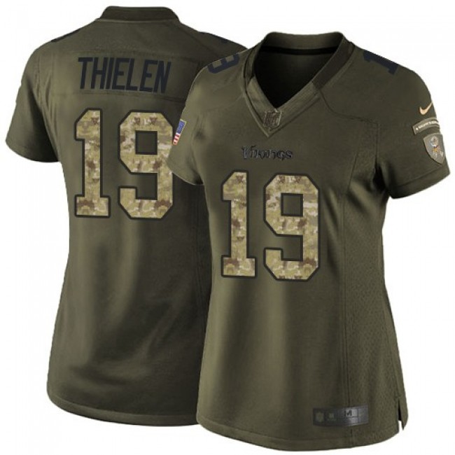 Women's Vikings #19 Adam Thielen Green Stitched NFL Limited 2015 Salute to Service Jersey